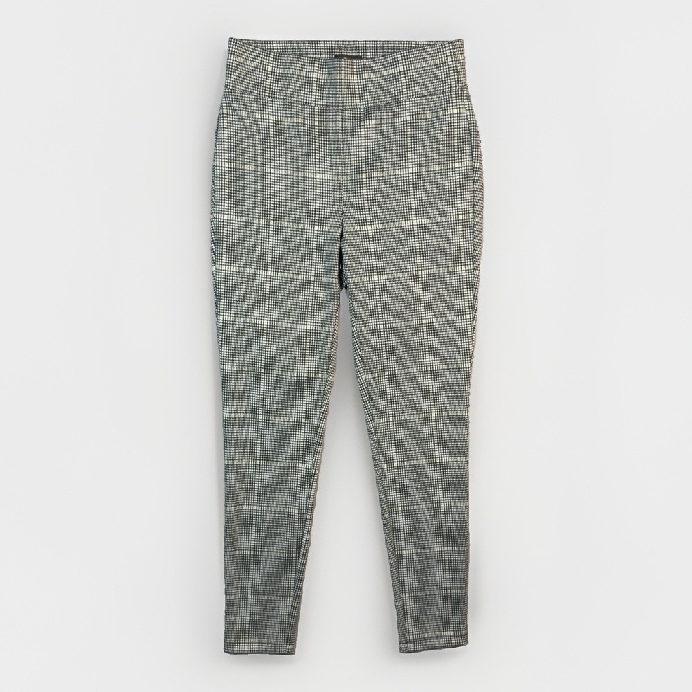 LOFT Petites Women's XXSP Black White Plaid Skinny Ankle Pants Stretch Pull On